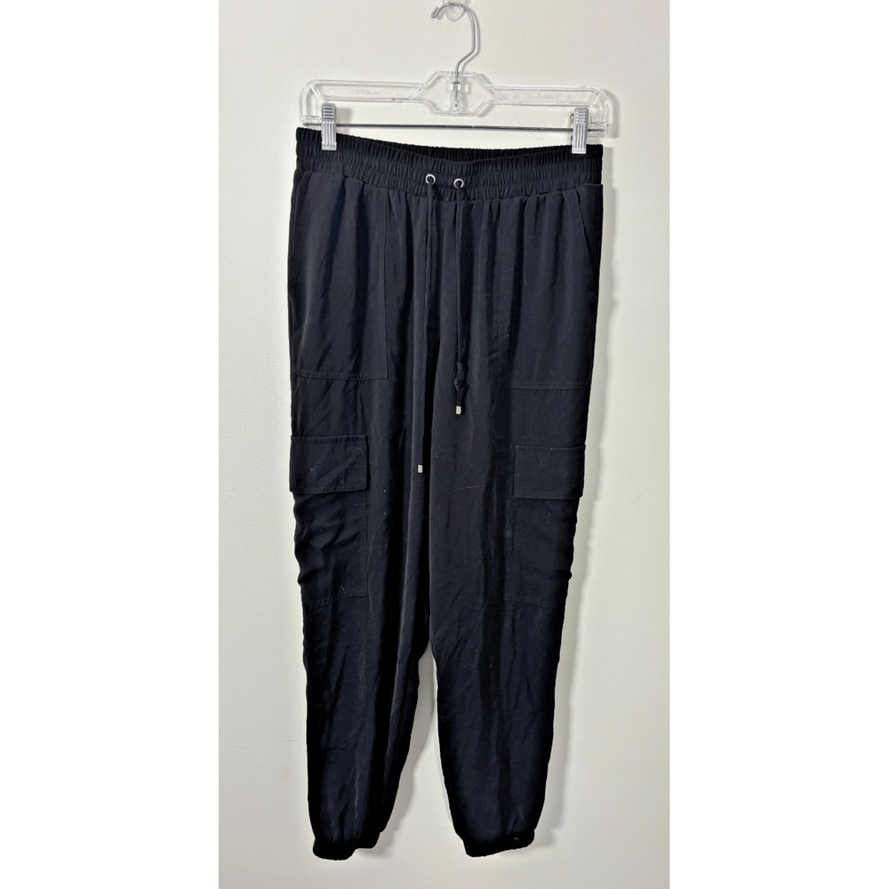 Michael Kors Women's Medium Black Jogger Pants Pockets, Drawstring Waist